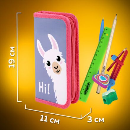 Пенал ПИФАГОР, 1 отделение, ламинированный картон, 19х9 см, "Llamaste", 271505