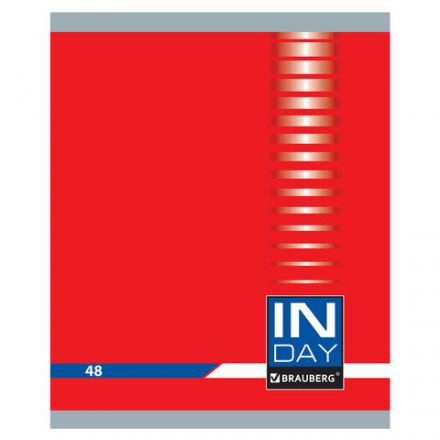 Тетрадь А5, 48 л., BRAUBERG скоба, клетка, обложка картон, "INDAY", 400518