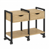 Loft Тумба на колесных опорах наборная. Вариант №1 VR.L-TN-1.K Тиквуд светлый/Чёрный металл 970*460*767