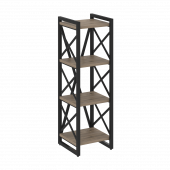 Loft Стеллаж на регулируемых опорах-4 полки VR.L-MST.O-4.4 Тиквуд тёмный/Чёрный металл 400*400*1280