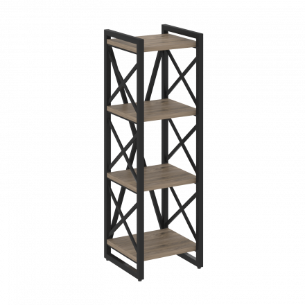 Loft Стеллаж на регулируемых опорах-4 полки VR.L-MST.O-4.4 Тиквуд тёмный/Чёрный металл 400*400*1280