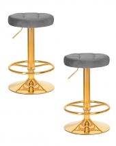 Набор 2 шт Табурет барный DOBRIN BRUNO GOLD, серый велюр (MJ9-75)