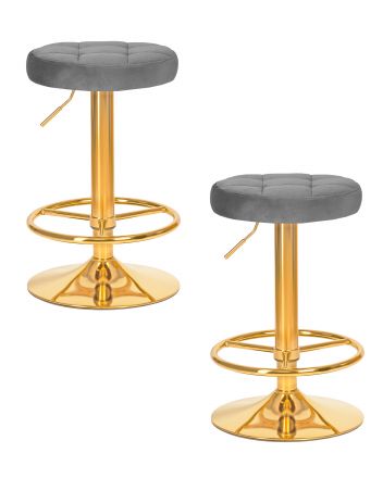 Набор 2 шт Табурет барный DOBRIN BRUNO GOLD, серый велюр (MJ9-75) Набор 2 шт Табурет барный DOBRIN BRUNO GOLD, серый велюр (MJ9-75)