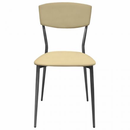 Стул для столовых, кафе, дома РС23, серебристый каркас, экокожа бежевая