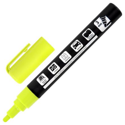 Маркер меловой CHALK LIQUID MARKER, ЖЕЛТЫЙ, 3 мм, стираемый, BRAUBERG "CHALK", 152590