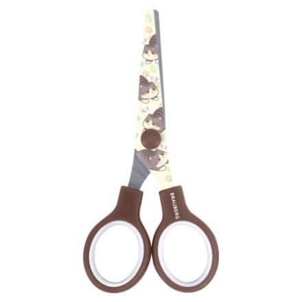 Ножницы 130 мм, коричневые, с цветной печатью "Милые котики", BRAUBERG CUTE CATS, 238957