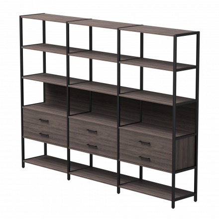 Набор стеллажных систем №9 Everprof EVO 2440x385x1840 Дуб Пасадена/Черный