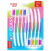 Зубная щетка средней жесткости, КОМПЛЕКТ 8 шт., LAIMA DENT "CLASSIC", 609314