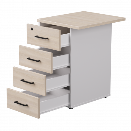 Тумба приставная Everprof EVO с топом 510х600x755 Белый/Дуб Соната