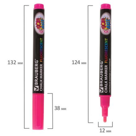 Маркер меловой "POP-ART" РОЗОВЫЙ, 3,5 мм, стираемый, для гладких поверхностей, BRAUBERG, 151522