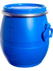 Бочка 20л. круглая, с крышкой и обручем, с ручками синий Бочка 20л. круглая, с крышкой и обручем, с ручками синий