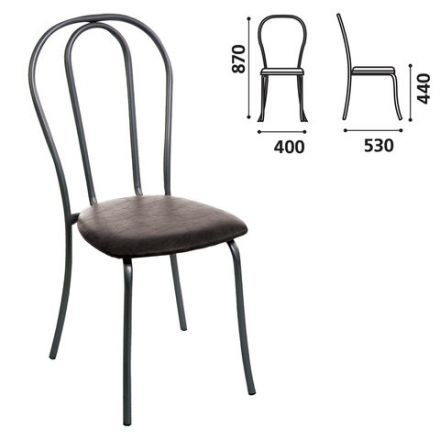 Стул для столовых, кафе, дома "Вереск", черный каркас, кожзам черный, СМ7/6-05 К-01 Стул для столовых, кафе, дома "Вереск", черный каркас, кожзам черный, СМ7/6-05 К-01