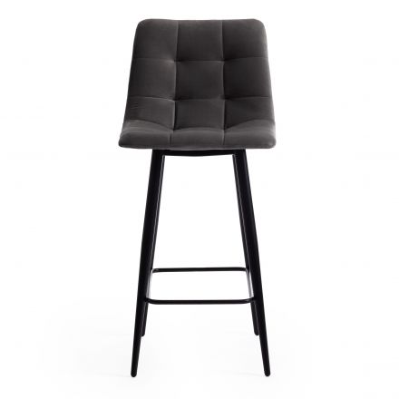 Стул полубарный CHILLY (mod. 7095пб ) ткань/металл, 53x44x94 см, высота до сиденья 66 см, серый barkhat 26/черный