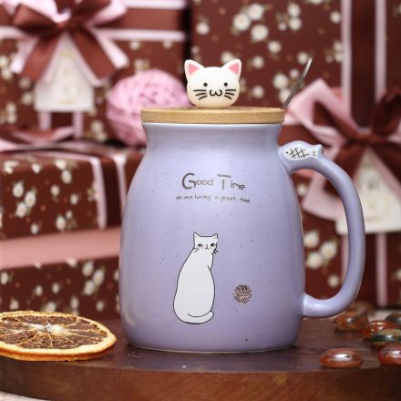 Кружка Котик с клубком №3 фиол Эврика арт.99290