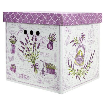 Короб для хранения из плотного микрогофрокартона 315х315х315 мм, КОМПЛЕКТ 3 шт., BRAUBERG HOME "Лаванда", 271817