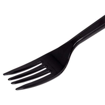 Вилка одноразовая пластиковая 180 мм, черная, КОМПЛЕКТ 50 шт., ЭТАЛОН, WELDAY (ВЭЛДЭЙ), 607838