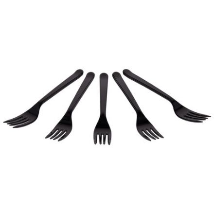 Вилка одноразовая пластиковая 180 мм, черная, КОМПЛЕКТ 50 шт., ЭТАЛОН, WELDAY (ВЭЛДЭЙ), 607838