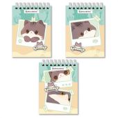 Блокнот МАЛЫЙ ФОРМАТ А7, 75х105 мм, 40 л., гребень, клетка, кросс-серия "МИЛЫЕ КОТЫ", BRAUBERG, 116988