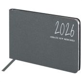 Еженедельник датированный 2026 МАЛЫЙ ФОРМАТ 105х160 мм, А6, BRAUBERG "Blaze", фольга, серый, 117218