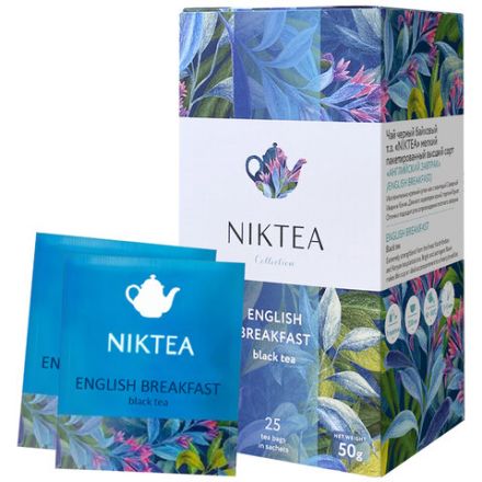 Чай NIKTEA "Английский завтрак" черный, 25 пакетиков в конвертах по 2 г, TALTHA-DP0082