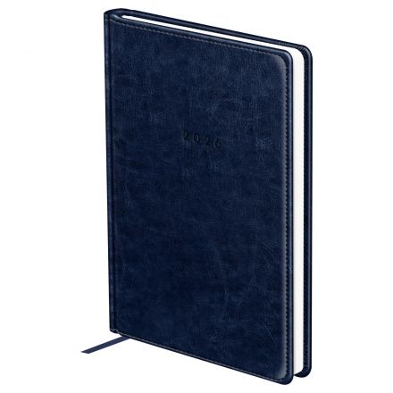 Ежедневник датированный 2026г., А6, 176л., твердый переплет, кожзам, BG "Nebraska. Blue", синий