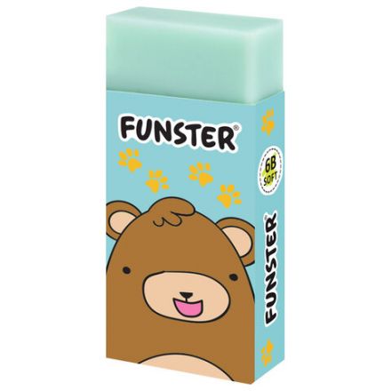 Ластик FUNSTER (ФАНСТЕР) "ANIMALS", 50х24х10 мм, прямоугольный, картонный держатель, экологичный ПВХ, ассорти, 272730