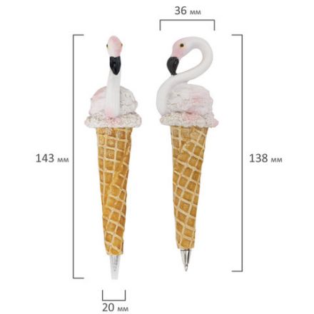 Ручка фигурная "МОРОЖЕНОЕ-ФЛАМИНГО", СИНЯЯ, 4 дизайна ассорти, 0,5 мм, дисплей, BRAUBERG, 142764 Ручка фигурная "МОРОЖЕНОЕ-ФЛАМИНГО", СИНЯЯ, 4 дизайна ассорти, 0,5 мм, дисплей, BRAUBERG, 142764