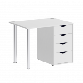 Home Office Стол письменный VR.SP-3-98.4 Белый бриллиант/Хром опоры 980*720*750 Home Office Стол письменный VR.SP-3-98.4 Белый бриллиант/Хром опоры 980*720*750