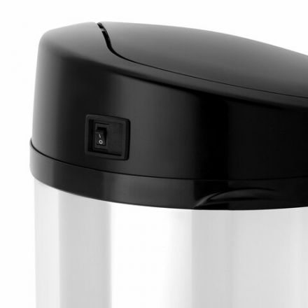 Ведро для мусора СЕНСОРНОЕ 12 л, нержавеющая сталь, черная матовая крышка, питание от 4-х батареек AA (не входят в комплект), LAIMA, 609326