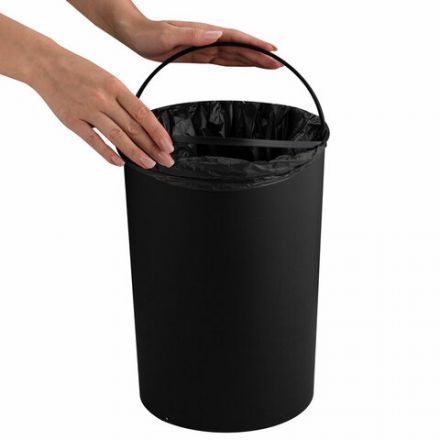 Ведро для мусора СЕНСОРНОЕ 12 л, нержавеющая сталь, черная матовая крышка, питание от 4-х батареек AA (не входят в комплект), LAIMA, 609326