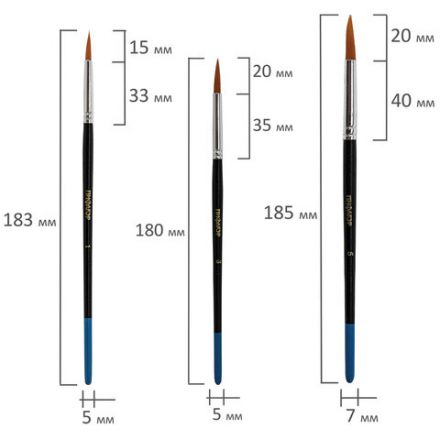 Кисти ПИФАГОР, набор 10 шт. (ПОНИ: плоская № 4, круглые № 1, 2, 3, 5; СИНТЕТИКА: круглые № 1, 3, 5; ЩЕТИНА: плоские № 4, 8), блистер, 200505