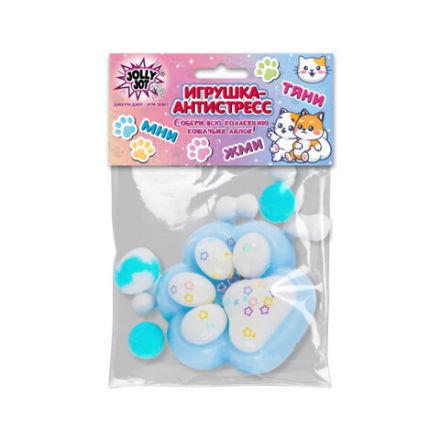 Игрушка-антистресс "ДВУХЦВЕТНАЯ КОШАЧЬЯ ЛАПКА С ПОМПОНАМИ", 7х6 см, ассорти 4 вида, дисплей, JOLLY JOT (ДЖОЛЛИ ДЖОТ), 665768