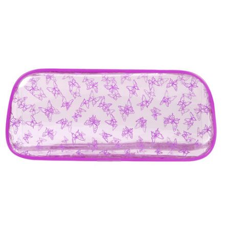Пенал-косметичка BRAUBERG LUCENT на молнии, прозрачный, "Butterfly", 21х5х9 см, 272344