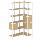 Loft Угловой внутренний стеллаж наборный VR.L-35 Тиквуд светлый/Белый металл 1278*862*2280 Loft Угловой внутренний стеллаж наборный VR.L-35 Тиквуд светлый/Белый металл 1278*862*2280