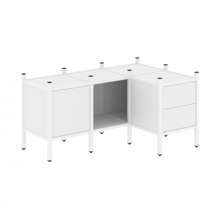 Loft Угловой внутренний стеллаж наборный VR.L-26 Белый бриллиант/Белый металл 1278*862*636