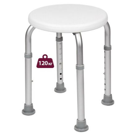 Стул-сиденье круглый ТИТАН для купания в душе / ванной, регулировка высоты ножек под любой рост, BRABIX, 532619