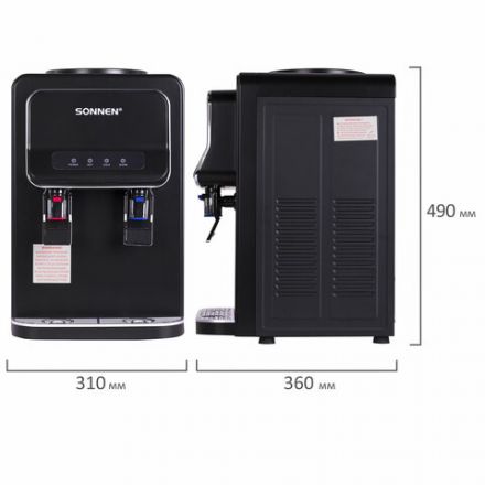 Кулер для воды SONNEN TSE-02WB, настольный, НАГРЕВ/ОХЛАЖДЕНИЕ ЭЛЕКТРОННОЕ, 2 крана, черный, 456174 Кулер для воды SONNEN TSE-02WB, настольный, НАГРЕВ/ОХЛАЖДЕНИЕ ЭЛЕКТРОННОЕ, 2 крана, черный, 456174