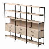 Набор стеллажных систем №9 Everprof EVO 2440x385x1840 Дуб Соната/Черный