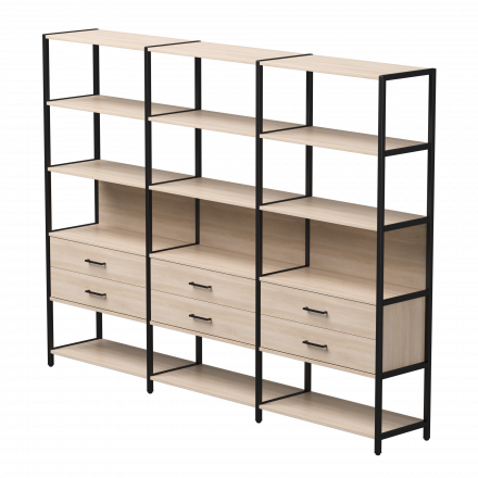 Набор стеллажных систем №9 Everprof EVO 2440x385x1840 Дуб Соната/Черный