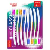 Зубная щетка жесткая, КОМПЛЕКТ 8 шт., LAIMA DENT "CLASSIC WHITENING", безопасное отбеливание, 609315