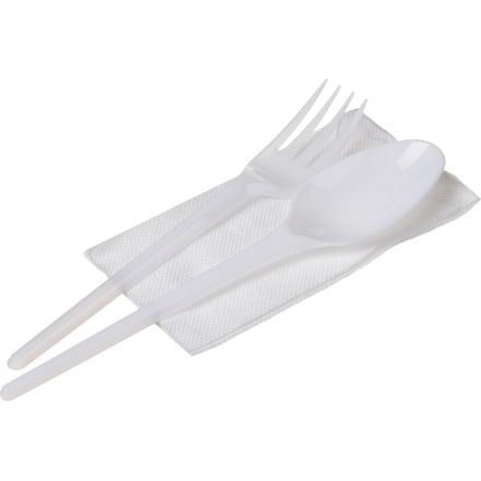 Набор столовых приборов 3в1 (в.,ст.л,салф.бел) бел,165мм 250шт/кор
