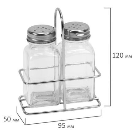 Набор для специй 2х80 мл, CLASSIC, солонка + перечница на подставке, стекло/сталь, WEGLA (ВЕГЛА), 700227