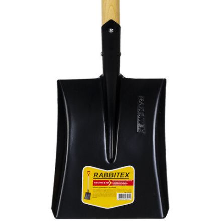 Лопата совковая стальная 19х27 см, ОБЩАЯ ДЛИНА 115 см, деревянный черенок, V-ручка, RABBITEX (РАББИТЕКС) "STANDARD", 700487
