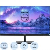 Монитор 27 PHILIPS 275E1S/00(01) Black (IPS, 2560x1440, 75Hz,4 ms,HDMI,DP)
