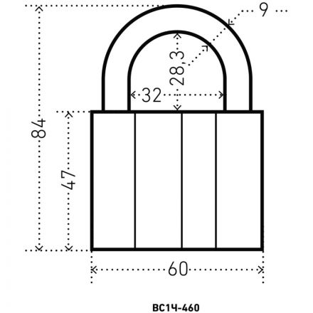 Замок навесной УЗК Аллюр ВС1Ч-460 (60xd=9) чугун серый (5кл)