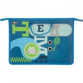 Папка для тетрадей №1School Team салат А4 на молн с руч,пластик, 45мм,ПТ-15