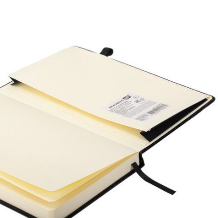 Скетчбук, слоновая кость 140 г/м2, 130х210 мм, 80 л., КОЖЗАМ, резинка, BRAUBERG ART CLASSIC, CROCO, черный, 116470