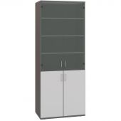 Шкаф высокий Стратегия серый (дерево/стекло, 836x435x2175 мм)