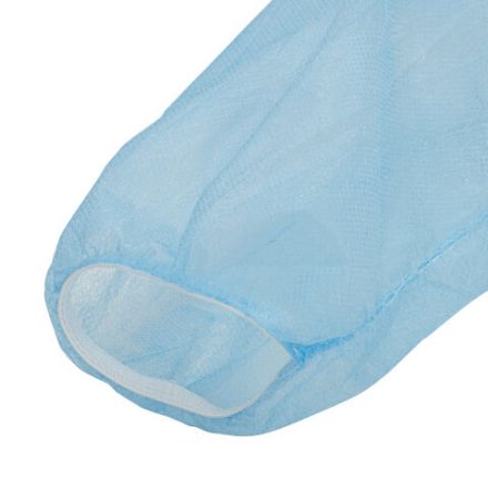 Халат одноразовый голубой на липучках КОМПЛЕКТ 10 шт., XL, 52-54 размер, 110 см, рукав на резинке, 20 г/м2, СНАБЛАЙН