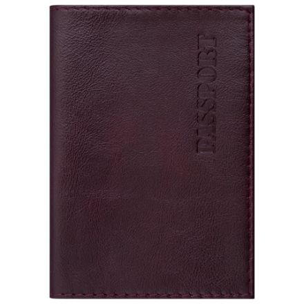 Обложка для паспорта натуральная кожа "Virginia", "PASSPORT", бордовая, BRAUBERG, 237187